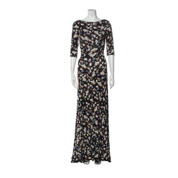 Erdem Valentina Floral Print Maxi Dress with 3/4 Slvs and Scoop Back SzUS 6